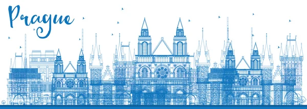 Anahat Prag manzarası ile mavi simge. — Stok Vektör