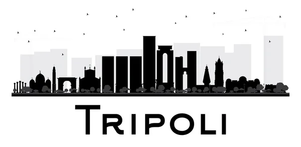 Tripoli City skyline svart och vit silhuett. — Stock vektor