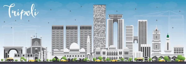 Skyline Trípoli com Edifícios Cinza e Céu Azul . — Vetor de Stock