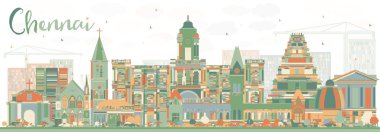 Renk Simgeleri ile Soyut Chennai Skyline. 