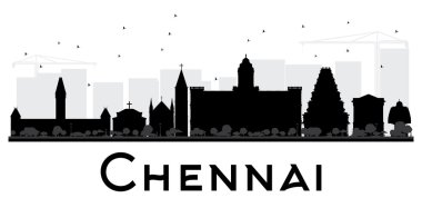 Chennai City silueti siyah beyaz siluet. 