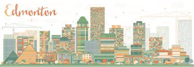 Renk Binaları ile Soyut Edmonton Skyline. 