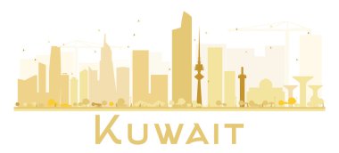 Kuwait City skyline altın siluet.
