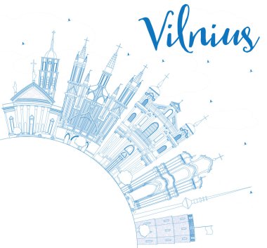 Anahat Vilnius manzarası ile mavi simge ve kopya alanı. 