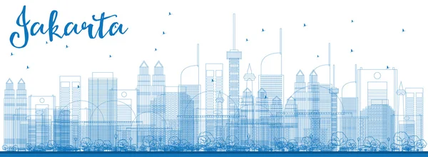 Outline Jakarta skyline con punti di riferimento blu . — Vettoriale Stock