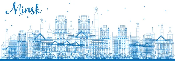 Outline Minsk skyline con edifici blu . — Vettoriale Stock