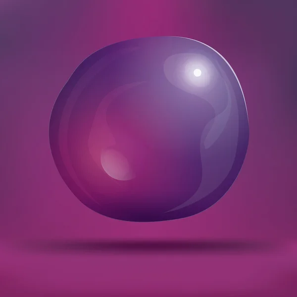 Burbuja de jabón transparente sobre fondo púrpura . — Vector de stock