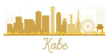 Kobe City silueti altın siluet. 