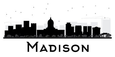 Madison City silueti siyah beyaz siluet.