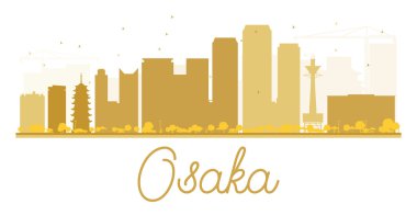 Osaka City silueti altın siluet.