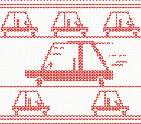 针织的红色汽车。矢量图. — 图库矢量图片