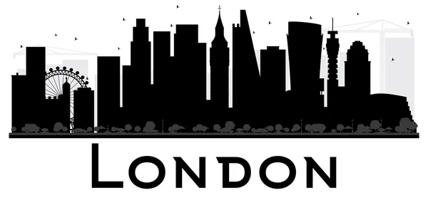 London City skyline silhueta em preto e branco . —  Vetores de Stock