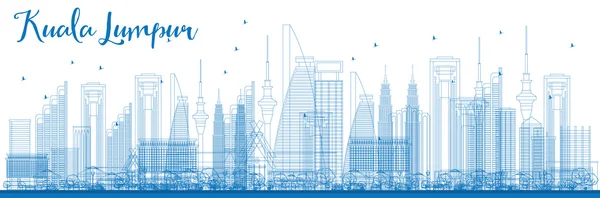 Outline Kuala Lumpur Skyline with Blue Buildings. — стоковий вектор