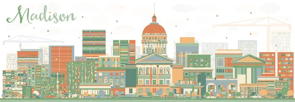 Esboço Madison abstrato com edifícios de cor . —  Vetores de Stock