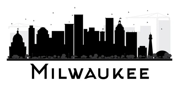 Milwaukee City látképe fekete-fehér sziluettje. — Stock Vector