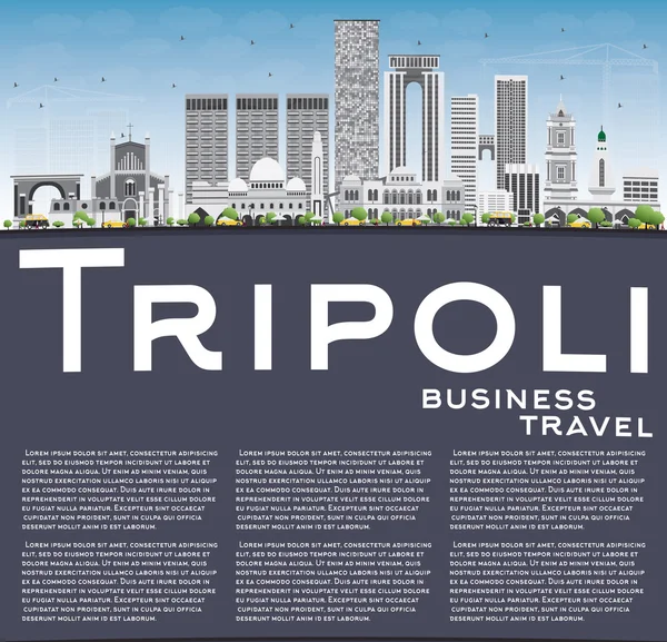 Tripoli Skyline met grijs gebouwen, blauwe hemel en kopie ruimte. — Stockvector