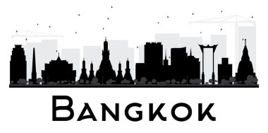 Bangkok City silueti siyah beyaz siluet.