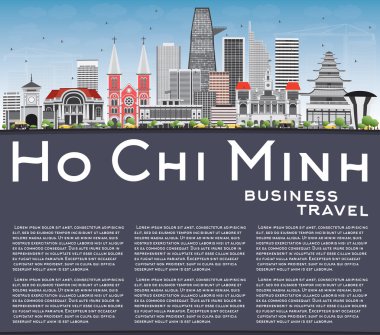 Gri Binalar ve Kopyalama Alanı ile Ho Chi Minh Skyline. 