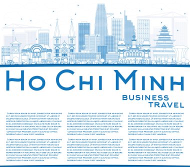 Mavi Binalar ve Kopyalama Alanı ile Anahat Ho Chi Minh Skyline. 