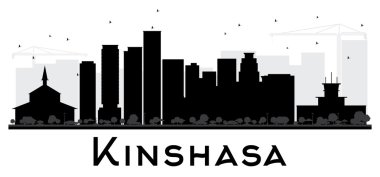 Kinshasa City silueti siyah beyaz siluet.