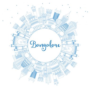 Mavi Binalar ve Kopyalama Alanı ile Anahat Bangalore Skyline.