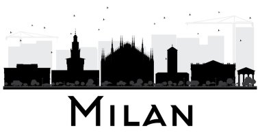 Milan City silueti siyah beyaz siluet. 