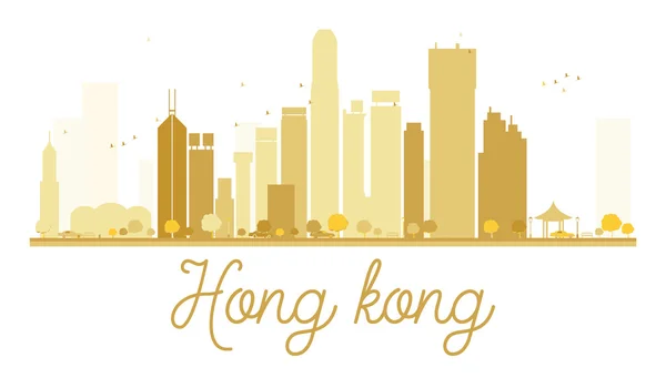 Hong Kong şehir manzarası altın siluet. — Stok Vektör