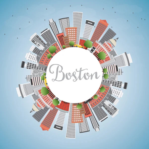 Boston Skyline con edificios, cielo azul y espacio de copia . — Vector de stock