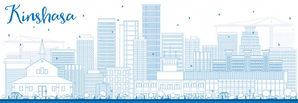 Esquema Kinshasa Skyline con edificios azules . — Vector de stock