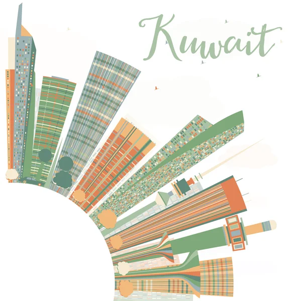 Аннотация Kuwait City Skyline with Color Buildings . — стоковый вектор