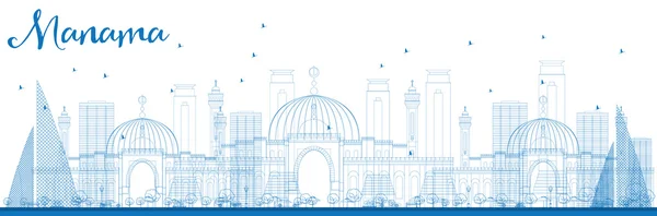 Esquema Manama Skyline con Edificios Azules . — Vector de stock