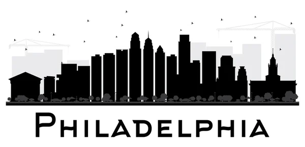 Philadelphia City skyline silhouette in bianco e nero . — Vettoriale Stock