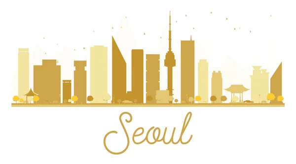 Seoul City skyline gyllene silhuett. — Stock vektor