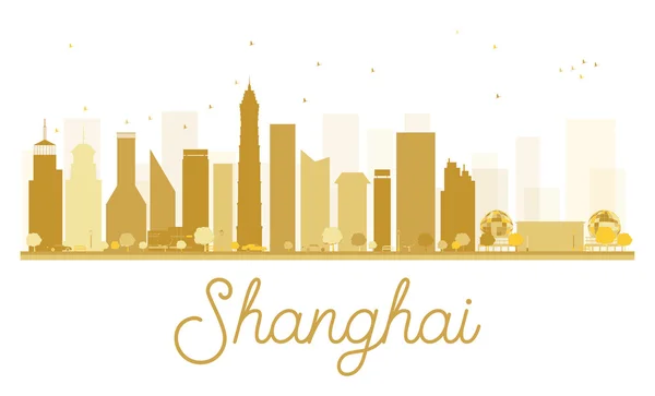 Shanghai City skyline arany sziluett. — Stock Vector