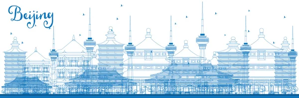 Esquema de Beijing Skyline con edificios azules . — Vector de stock