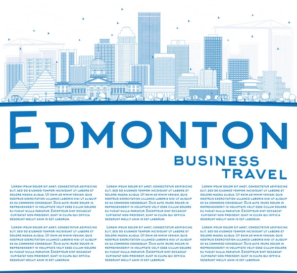 Esquema Edmonton Skyline con edificios azules y espacio de copia . — Vector de stock