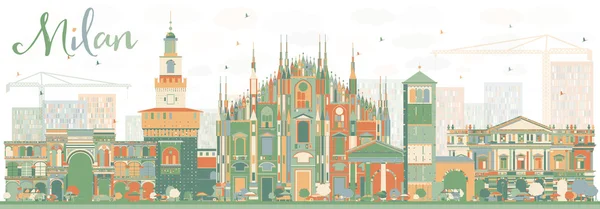 Abstract Milano Skyline con i punti di riferimento di colore . — Vettoriale Stock