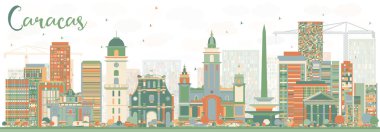 Renkli Binalarile Soyut Karakas Skyline. 