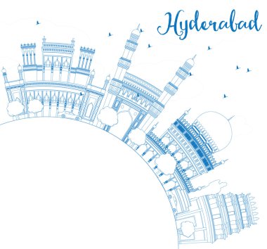 Mavi Yerler ve Kopya Alanı ile Anahat Hyderabad Skyline.