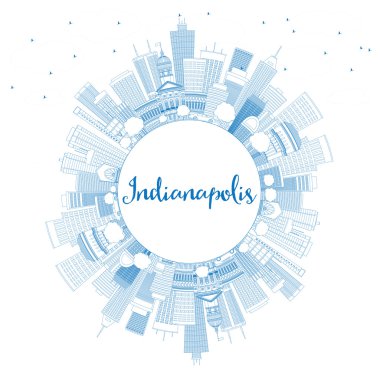 Mavi Binalar ve Kopyalama Alanı ile Anahat Indianapolis Skyline.
