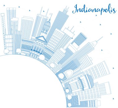 Mavi Binalar ve Kopyalama Alanı ile Anahat Indianapolis Skyline.