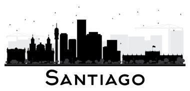 Santiago City silueti siyah beyaz siluet. 