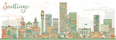 Renk Binaları ile Soyut Santiago Şili Skyline.