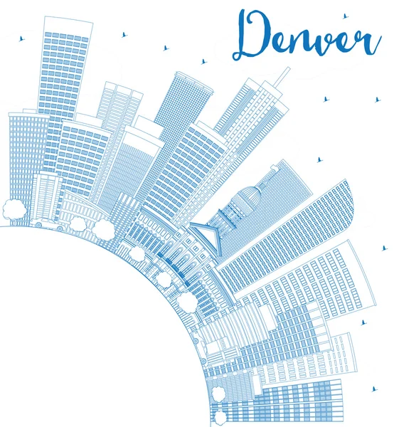 Outline Denver Skyline with Blue Buildings and Copy Space. — Stock Vector