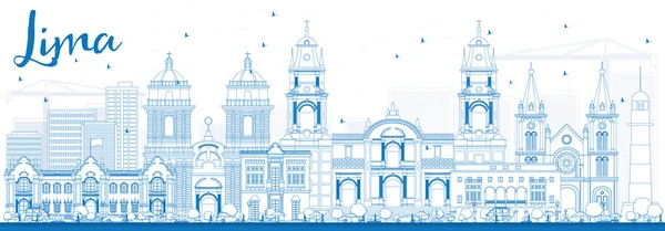 Outline Lima Skyline con edifici blu . — Vettoriale Stock