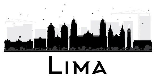 Ciudad de Lima skyline silueta en blanco y negro . — Archivo Imágenes Vectoriales