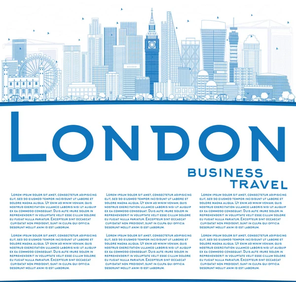 Aperçu de Londres Skyline avec des bâtiments bleus et de l'espace de copie . — Image vectorielle