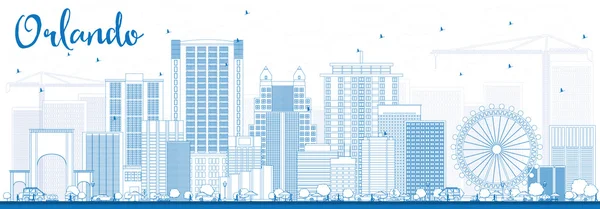 Esquema de Orlando Skyline con edificios azules . — Archivo Imágenes Vectoriales