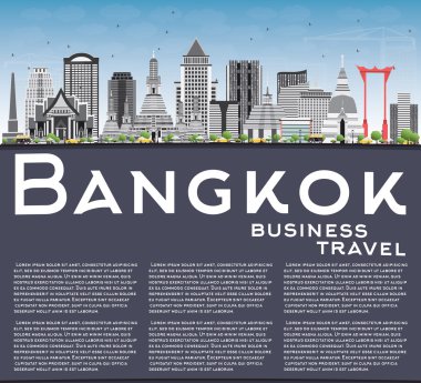 Gri Yerler, Mavi Gökyüzü ve Copy Space ile Bangkok Skyline. 