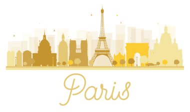 Paris şehir manzarası altın siluet.